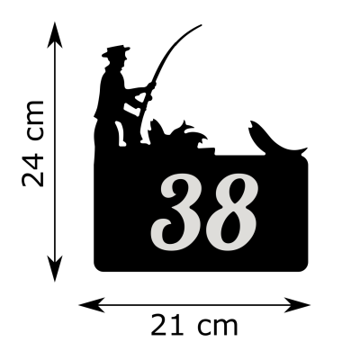 Numéro de rue - Pêcheur à la ligne -Dimensions